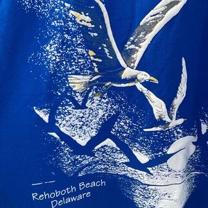 Vintage Rehoboth Beach, Delaware Raised 3-D Graphic Seagulls on Water T-Shirt